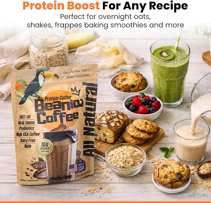 Protein Coffee Mocha with Collagen: Zero Added Sugar 100% Natural Dairy-Free 10G Protein Instant Blend with Real Cocoa High CGA Coffee 100mg Caffeine Collagen Peptides 15 Servings