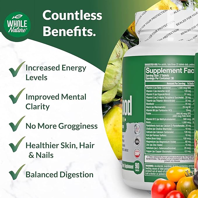 Whole Food Multivitamin for Men and Women Complete Daily Superfood Vitamins Plus Minerals Digestive Enzymes Probiotics and Omegas. Plant Based Multi Vitamin Non GMO (2)