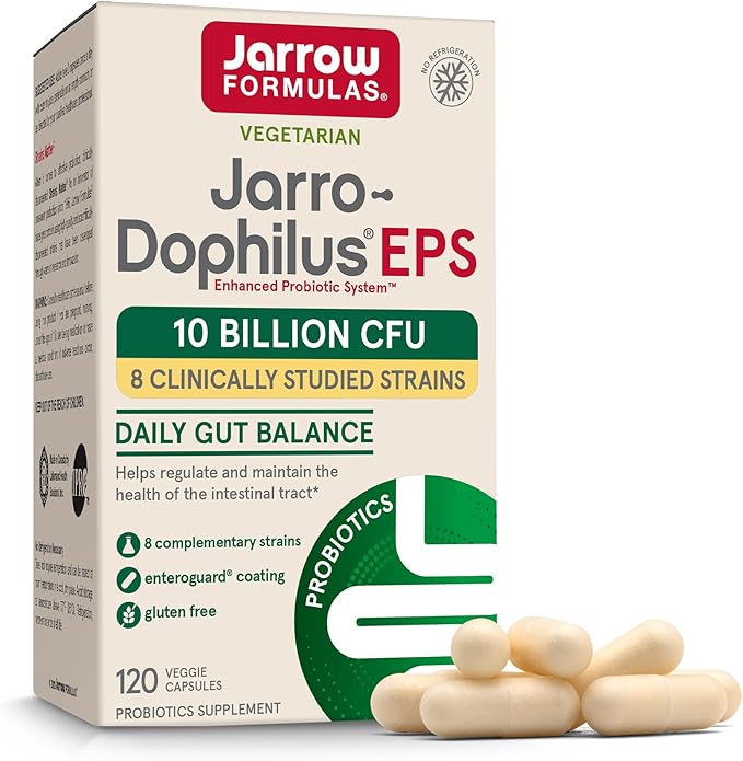 Jarrow Formulas Jarro Dophilus Probiotics 10 Billion CFU - Probiotic Supplement Capsules for Digestive Health &amp Gut Health for Women and Men 120 Veggie Capsules Up to 60 Days Shelf Stable