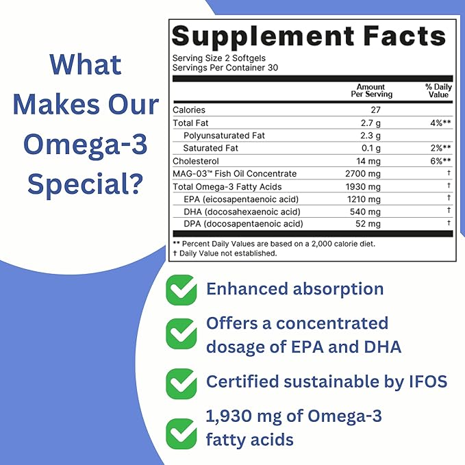 R-Kane Nutritionals Barisentials Omega-3 Supplement - 1930mg EPA &amp DHA Per Serving- Designed for Bariatric Patients- High Absorption MAG-03 Technology - 60 Coated Softgels (1-Month Supply)