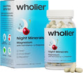 wholier Magnesium Glycinate L-Theanine Tart Cherry Juice. Natural Support for Sleep Stress + Relaxation. Melatonin-Free. Night Minerals. (60 Vegan Capsules) Glass Bottle