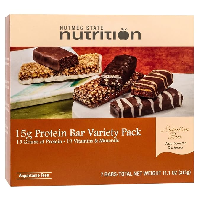 Nutmeg State Nutrition High Protein Bars 7 Servings Per Box (1 Box (7 Servings) Variety 15g (Chocolate Almond Caramel Cocoa Cinnamon Dark Chocolate S'mores Fudge Graham Peanut Peppermint Cocoa