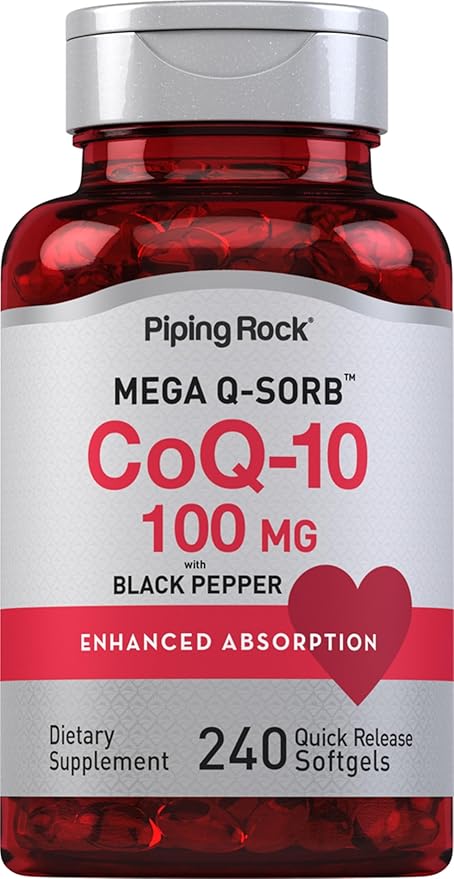 Piping Rock CoQ10 100mg | 240 Softgels | Enhanced Absorption Supplement for Women and Men | Non-GMO Gluten Free
