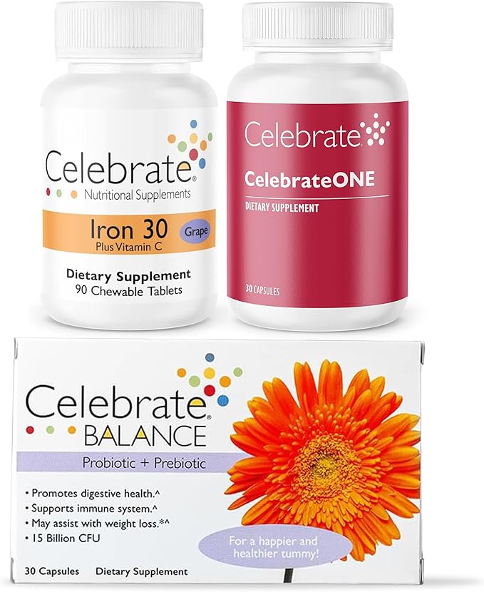 Celebrate Vitamins Bariatric Bundle – CelebrateONE Multivitamin Iron with Vitamin C Chewables and Balance Probiotic + Prebiotic – Essential Nutrition &amp Digestive Support for WLS Recovery