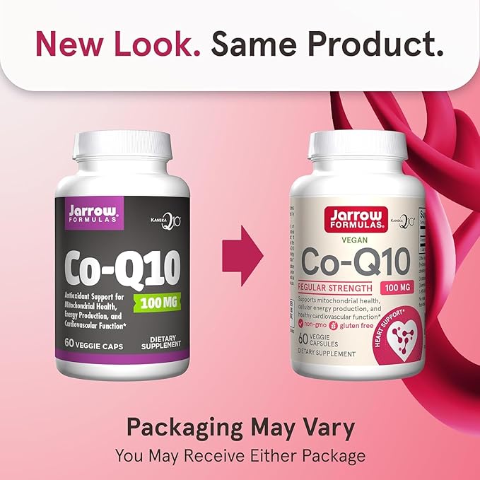 Jarrow Formulas Co-Q10 100 mg - 60 Veggie Caps - Antioxidant Support for Mitochondrial Health Energy Production &amp Cardiovascular Function - Up to 60 Servings