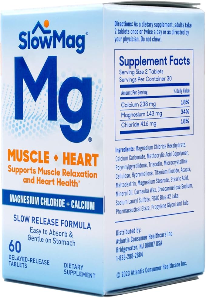 Slow-Mag Magnesium Chloride with Calcium Tablets 60 Tablets (Pack of 4) Fxi&ampUi