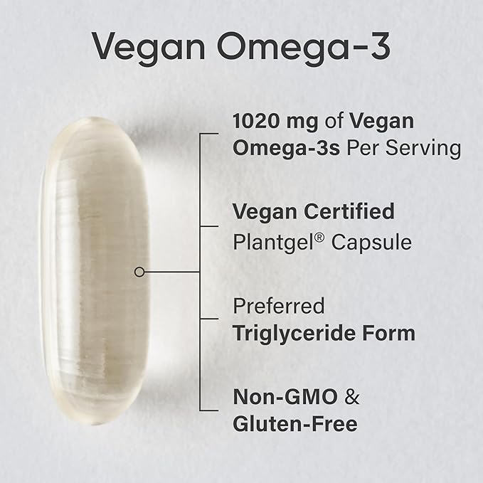 Sports Research® Vegan Supplements Pack - Vegan Vitamin D3 5000iu + Vegan Omega-3 Fish Oil Alternative + Daily Probiotics with Prebiotics 60 Billion CFU