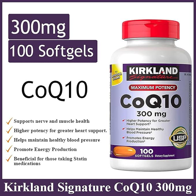 Kirkland Signature CoQ10 300 mg. 100 Softgels (3 Pack)