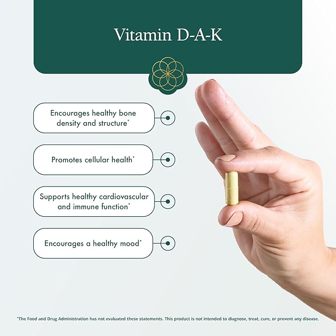 Natura Health Products Vitamin D-A-K Supplement - Supports Healthy Bone Heart and Vision Function Featuring Vitamins D3 5000 IU A 1000 IU K2 50 mcg K1 550 mcg Bioavailable (60 Capsules)