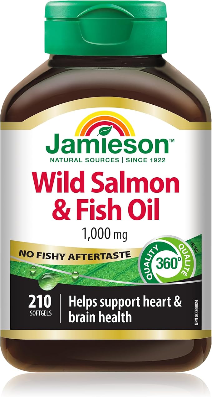 Jamieson No Fishy Aftertaste - Wild Salmon &amp Fish Oil 210 SoftGels