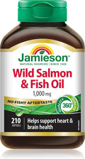 Jamieson No Fishy Aftertaste - Wild Salmon &amp Fish Oil 210 SoftGels