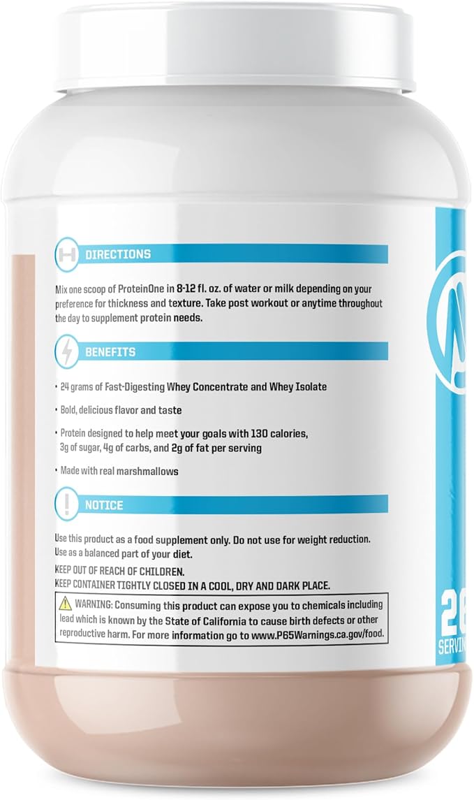 NutraOne ProteinOne Whey Protein Promote Recovery and Build Muscle with a Protein Shake Powder for Men &amp Women (S’Mores - 2 lbs.)