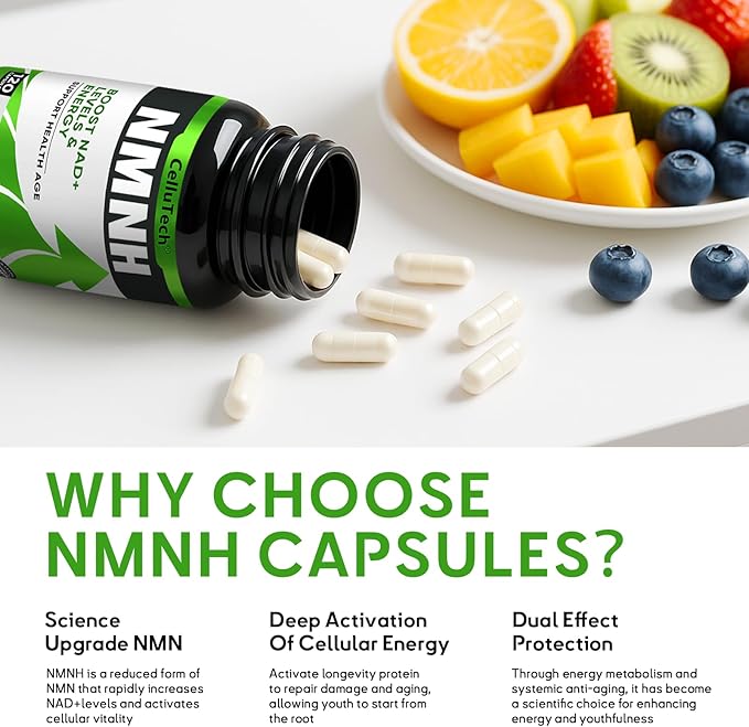 Advanced NMNH Supplement (Dihydronicotinamide Mononucleotide) 500mg - High Purity NAD+ Support Formula - Supports Cellular Energy Vitality and Focus - 120 Vegan Capsules