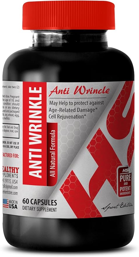 Anti-Wrinkle Supplement - Skin Care with Collagen and Aloe Vera Hyaluronic Acid Moisture Aloe Vera and Turmeric Anti-Wrinkle Grape Seed Resveratrol Glow Green Tea Infusion Turmeric 2Bot