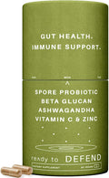 Defend Immune &amp Gut Support – Spore Probiotic DE111® Beta Glucan Ashwagandha – Supports Immunity Gut Health Stress &amp Bloating Relief Supplement – 60 Capsules