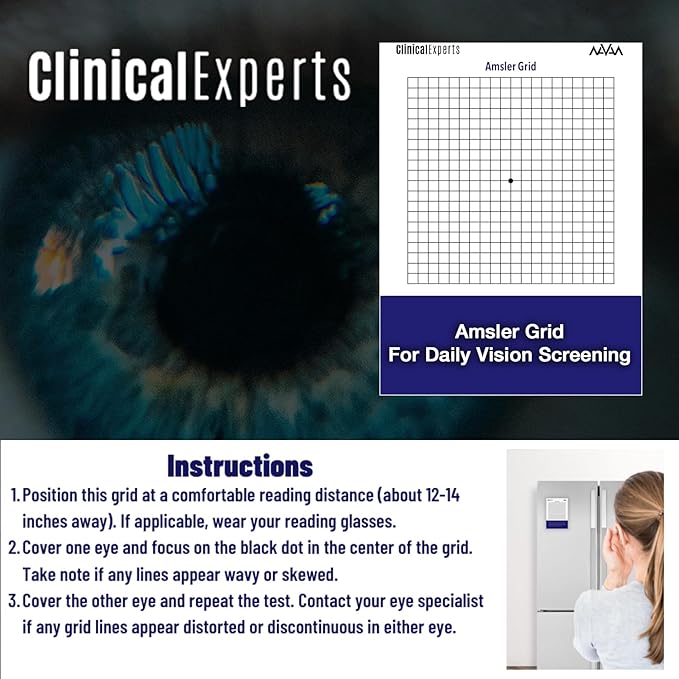Navan EyeRx Eye Vitamins &amp Minerals for General Eye Health &amp Amsler Eye Grid Daily Vision Screening Tool by Clinical Experts