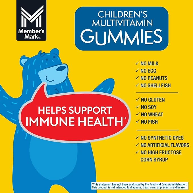 HomeRoots Member_Mark Children's Multivitamin Gummies | Assorted Fruit Flavors 300 ct. | Children’s Daily Multivitamin Supplement | Natural Fruit Flavors | by R&ampC Store