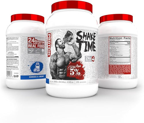 5% Nutrition Rich Piana Shake Time | 24g Animal Based Protein Drink | Grass-Fed Beef Isolate Chicken Egg | No Sugar or Soy (Cookies &amp Cream)
