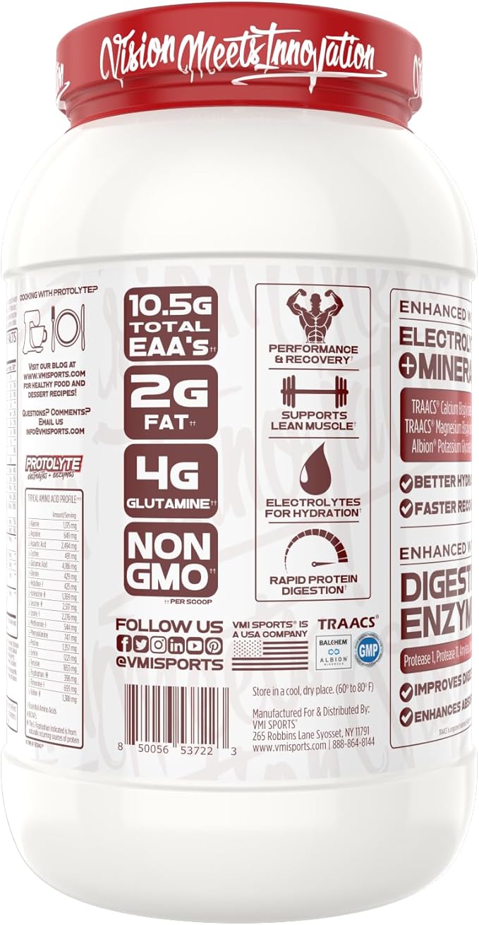 VMI Sports | ProtoLyte Whey Isolate Protein Powder | Low Calorie Whey for Weight Loss and Muscle Gain | Digestive Enzymes | Non-GMO (1.6 lb Chocolate Covered Strawberries)