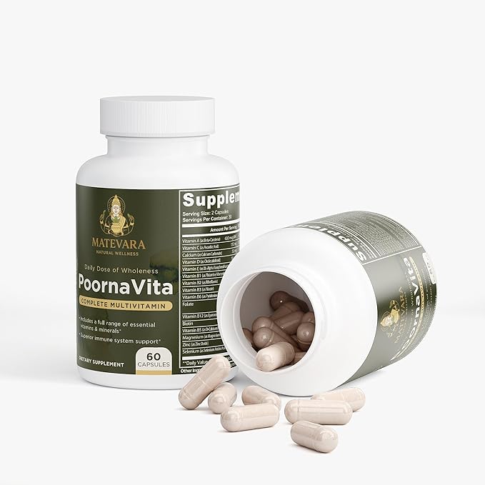 PoornaVita Complete Multivitamin for Men | Prostate &amp Immune Support | 60 Capsules