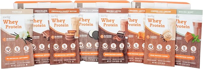 swiig Single Serve Whey Coffee Ice Cream 10pk – Premium Daily Whey Protein 20g Gluten Free GMO Free No Fillers No Artificial Flavors