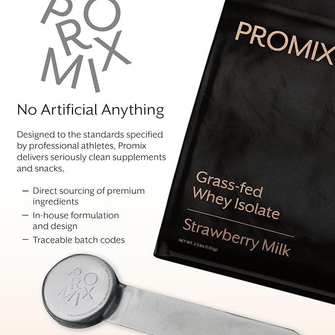 ProMix Nutrition Whey Protein Isolate Powder 31g Grass Fed Whey Isolate 6.6g BCAAs Gluten Free Keto Friendly Strawberry 5lb