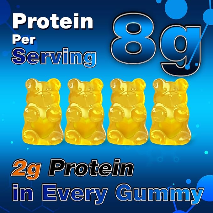 Whey Protein Gummies Sugar Free Low Calorie 8g Protein Per Serving Easy to Take Snacks for Men &amp Women Lemon Flavor 1 Month Supply 120 Chews