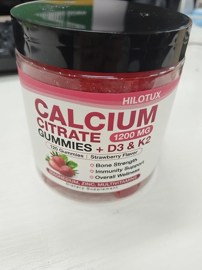 Calcium Citrate with Vitamin D3 K2 Calcium Supplements for Women &amp Men Plus Magnesium Zinc for Bones Muscle &amp Immune Support High Absorption StrawberryFlavor 120 Calcium Gummies