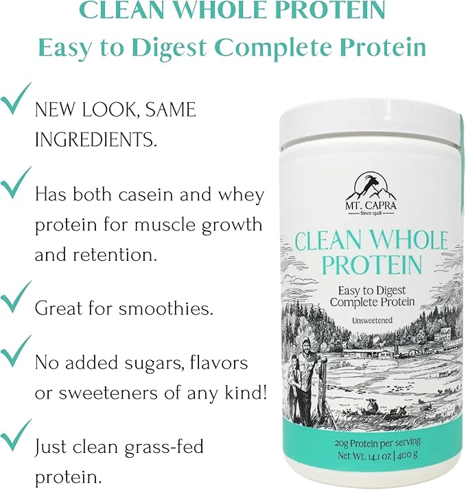 Mt. Capra Clean Whey Protein (Unsweetened) and Clean Whole Protein