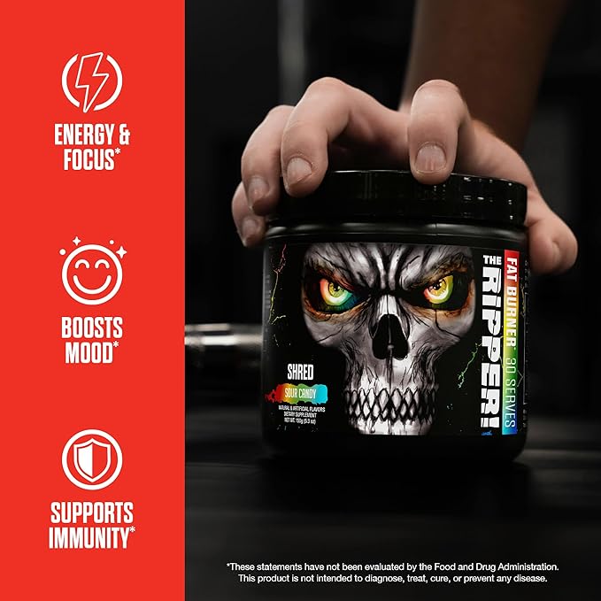 JNX SPORTS The Ripper! Fat Burner Pre Workout for Men &amp Women – Thermogenic Fat Burning Powder &amp Appetite Suppressant Boost Energy &amp Endurance – Sour Candy 30 Servings