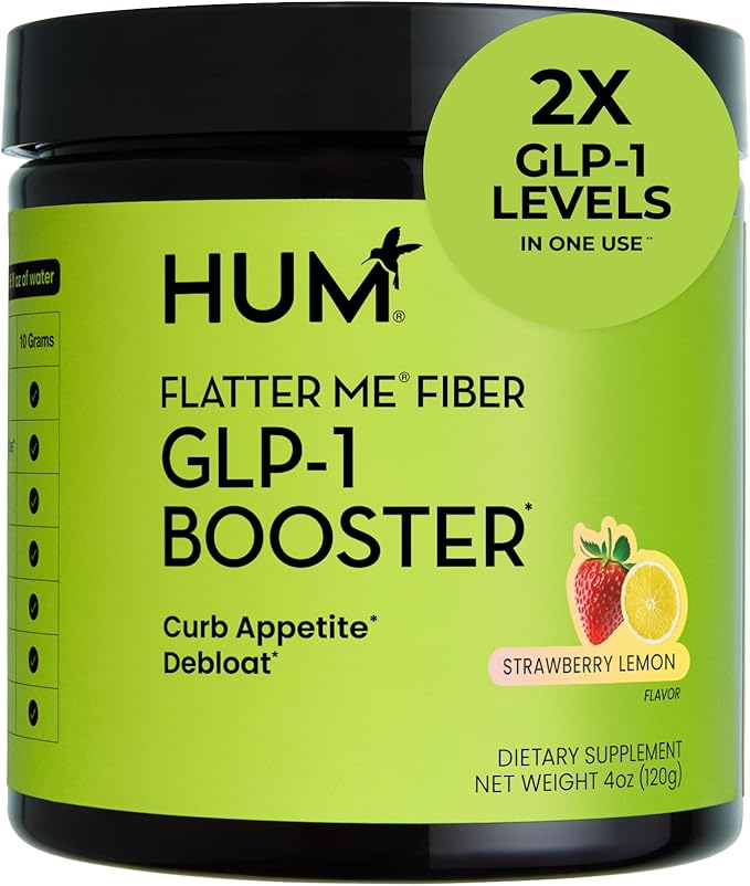 HUM Flatter Me GLP-1 Fiber Daily Cleanse Detox Bundle – Appetite Control Bloating Relief Clear Skin Gut Health &amp Natural Detox with Zinc Spirulina &amp Herbs for Women &amp Men