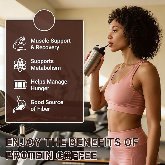 Protein Coffee Powder - Caramel Protein Iced Coffee 0g Sugar Keto Friendly 80 mg Caffeine Per Serving - 20 Servings