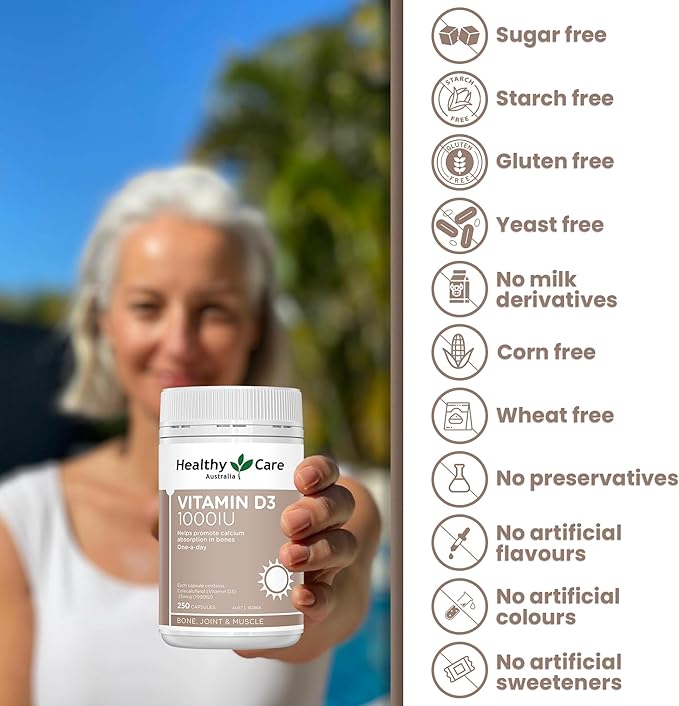 Healthy Care Vitamin D3 1000IU 250 softgel Capsules