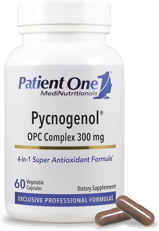 Patient One Pycnogenol OPC Complex 300mg | Supplement to Support Vascular Health and Healthy Aging* | French Maritime Pine Bark and More | 60 Capsules