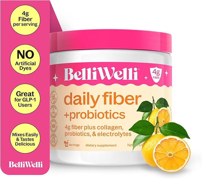 Daily Fiber Supplement Bundle with Collagen Probiotics &amp Electrolytes – Strawberry Lemonade &amp Orange Yuzu Mandarin Flavors – Supports Digestive Health Gut Balance &amp Debloating – 32 Servi