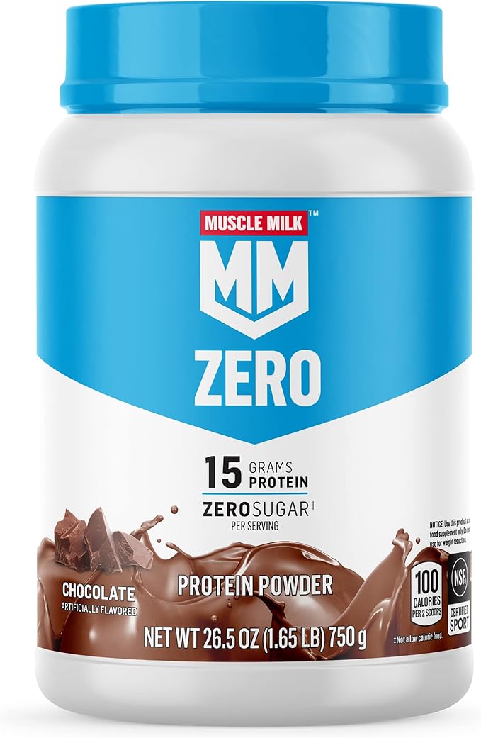 Muscle Milk Zero Protein Powder Chocolate &amp Vanilla 15g Protein 1.65lb 25 Servings Bundle