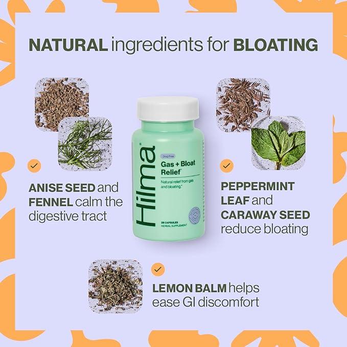 Hilma Daily Movement Duo for Constipation &amp Bloating Relief for Women Gas Plus Bloat Relief (50 Vegan Capsules) w/Lemon &amp Peppermint Gentle Bowel Movement (46 Vegan Capsules) w/Magnesium &am
