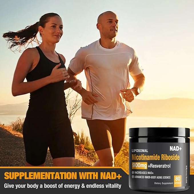 NAD Supplement - NAD+ with Nicotinamide Riboside (NR) and Resveratrol Quercetin 900mg Pure Organic NAD Plus for Cellular Repair Healthy Aging Brain Function 80 Capsules