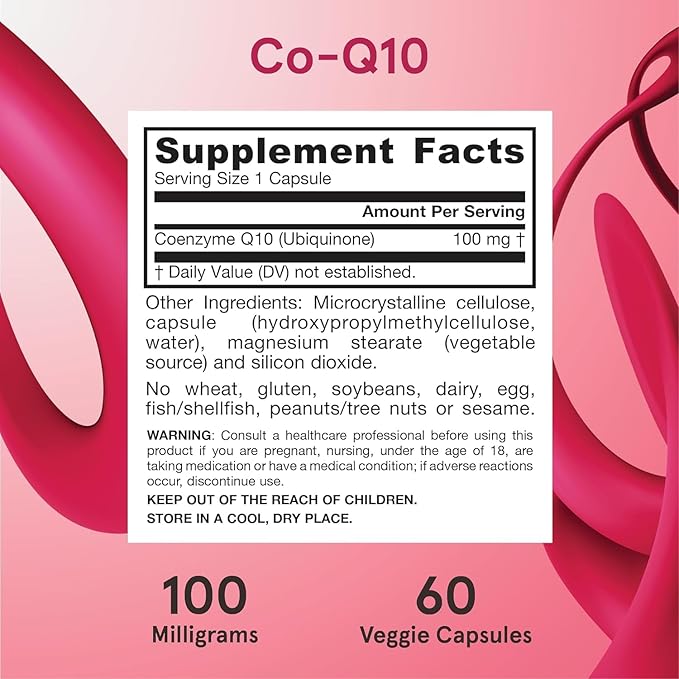 Jarrow Formulas Co-Q10 100 mg - 60 Veggie Caps - Antioxidant Support for Mitochondrial Health Energy Production &amp Cardiovascular Function - Up to 60 Servings