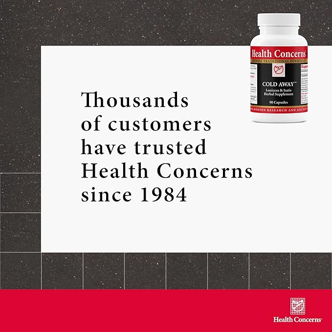 Health Concerns Cold Away - Immune Support &amp Defense - Vitamin Supplement for Flu Relief &amp Colds - Immunity System Booster - Licorice Root Dong Quai Chinese Skullcap &amp Andrographis - 90