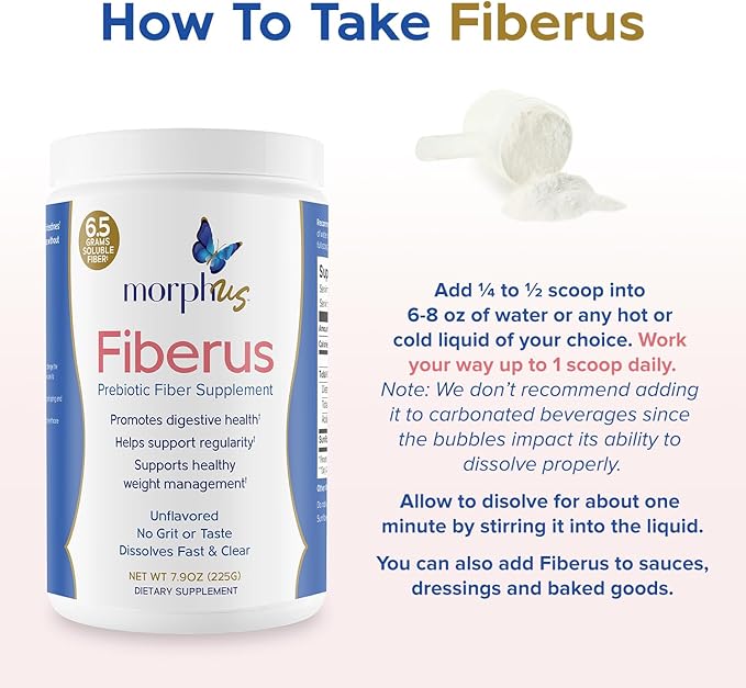 MORPHUS Fiberus Prebiotic Fiber Supplement Powder | Flavorless | Womens Gut Health Supplement | Helps Improve Regularity | Menopause Supplements for Women | Mitigates Gas &amp Bloating | Includes Sco