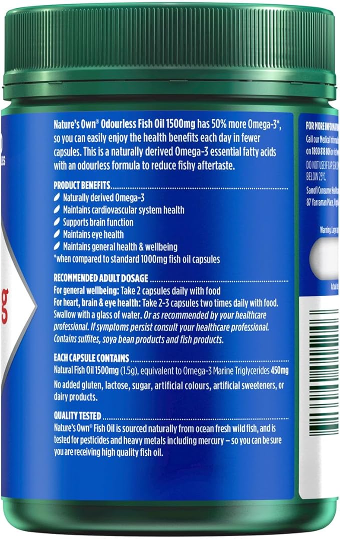 Nature's Own Omega 3 High Strength Odourless Fish Oil 1500 MG X 200 Caps