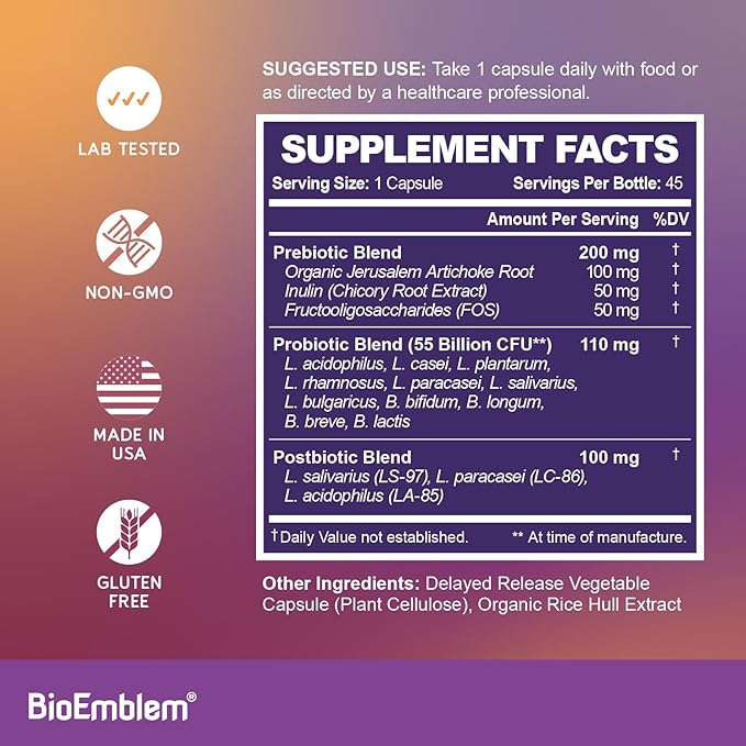 BioEmblem Vitamin D3 K2 (5000IU and 200mcg) &amp Probiotics for Women &amp Men