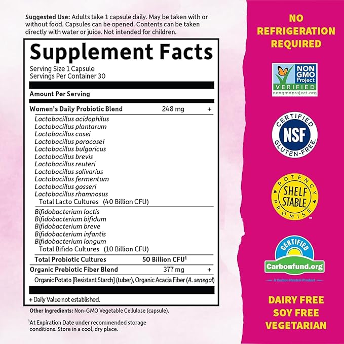 Garden of Life Multivitamin for Women Vitamin Code Raw One for Women Once Daily &amp Dr. Formulated Women's Probiotics Once Daily 16 Strains 50 Billion 30 Count (Pack of 1)