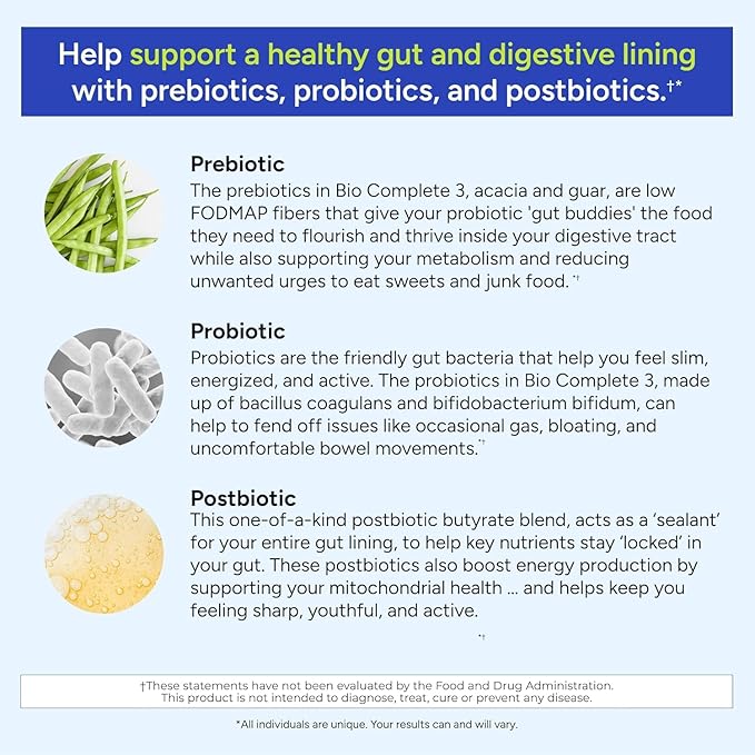 Gundry MD® Bio Complete 3 - Prebiotic Probiotic Postbiotic to Support Optimal Gut Health 30 Day Supply (90 Day Supply)