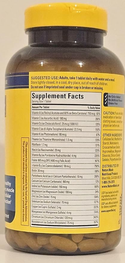 Nature Made Multi for HIM 300 CT Tablets Bonus 2 Sugar-Free White Peach Hydration Sticks