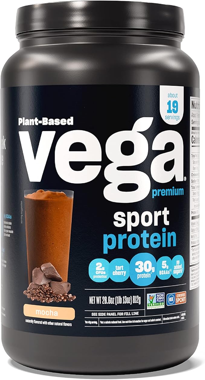 Vega Organic All-in-One Vegan Protein Powder Chocolate - Superfood Ingredients Vitamins &amp Premium Sport Protein Mocha Protein Powder Vegan Non GMO Gluten Free Plant Based Protein Powder