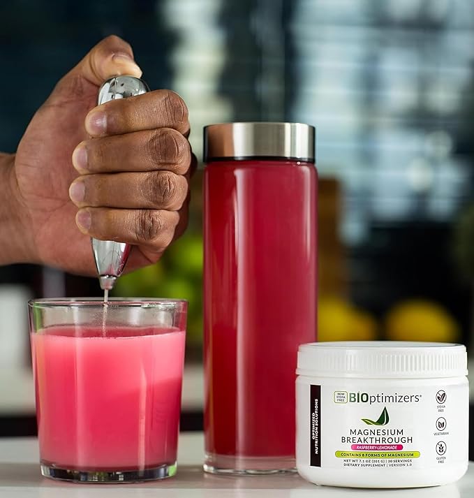 BIOptimizers Magnesium Breakthrough Drink - 8 Forms of Magnesium Electrolytes Sleep Health Stress Muscle Recovery Heart Support | Glycinate Citrate Malate - Fruit Punch