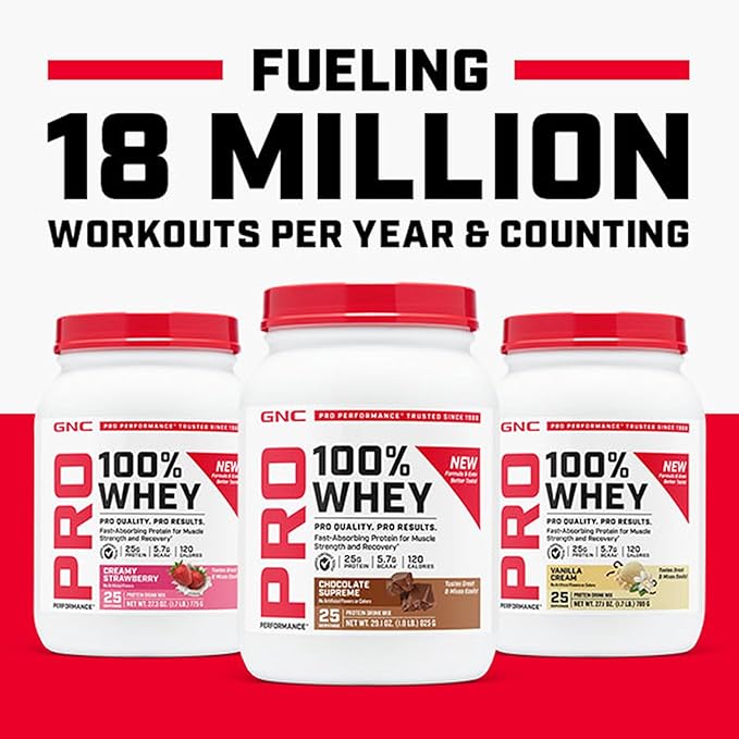 GNC Pro Performance 100% Whey Protein Powder | Supports Healthy Metabolism and Lean Muscle Recovery | Chocolate Supreme | 12 Servings