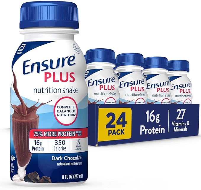 Ensure Plus Nutrition Shake 24 Count With 16 Grams of Protein Meal Replacement Shakes 8 Fl Oz &amp Ensure Plus Nutrition Shake With Fiber 16 Grams of Protein Meal Replacement Liquid